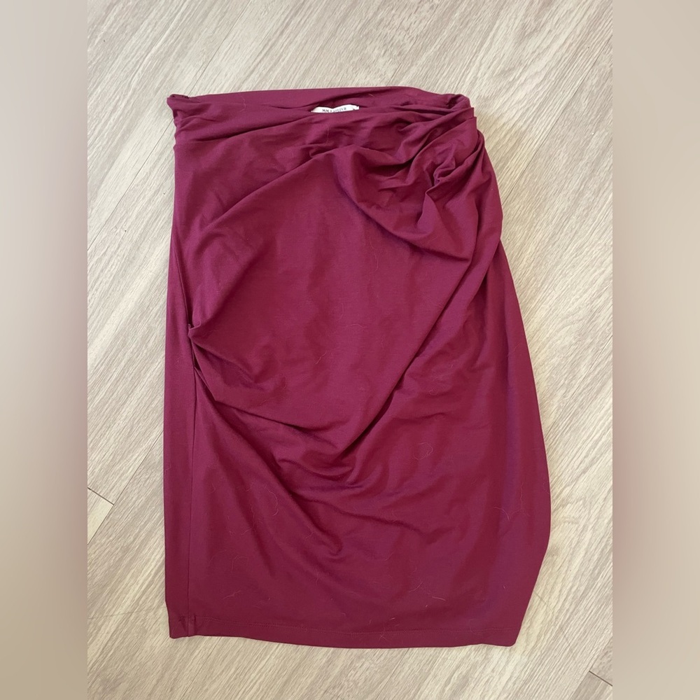 MM Lafleur burgundy red cinched body on midi skirt - Picture 4 of 6